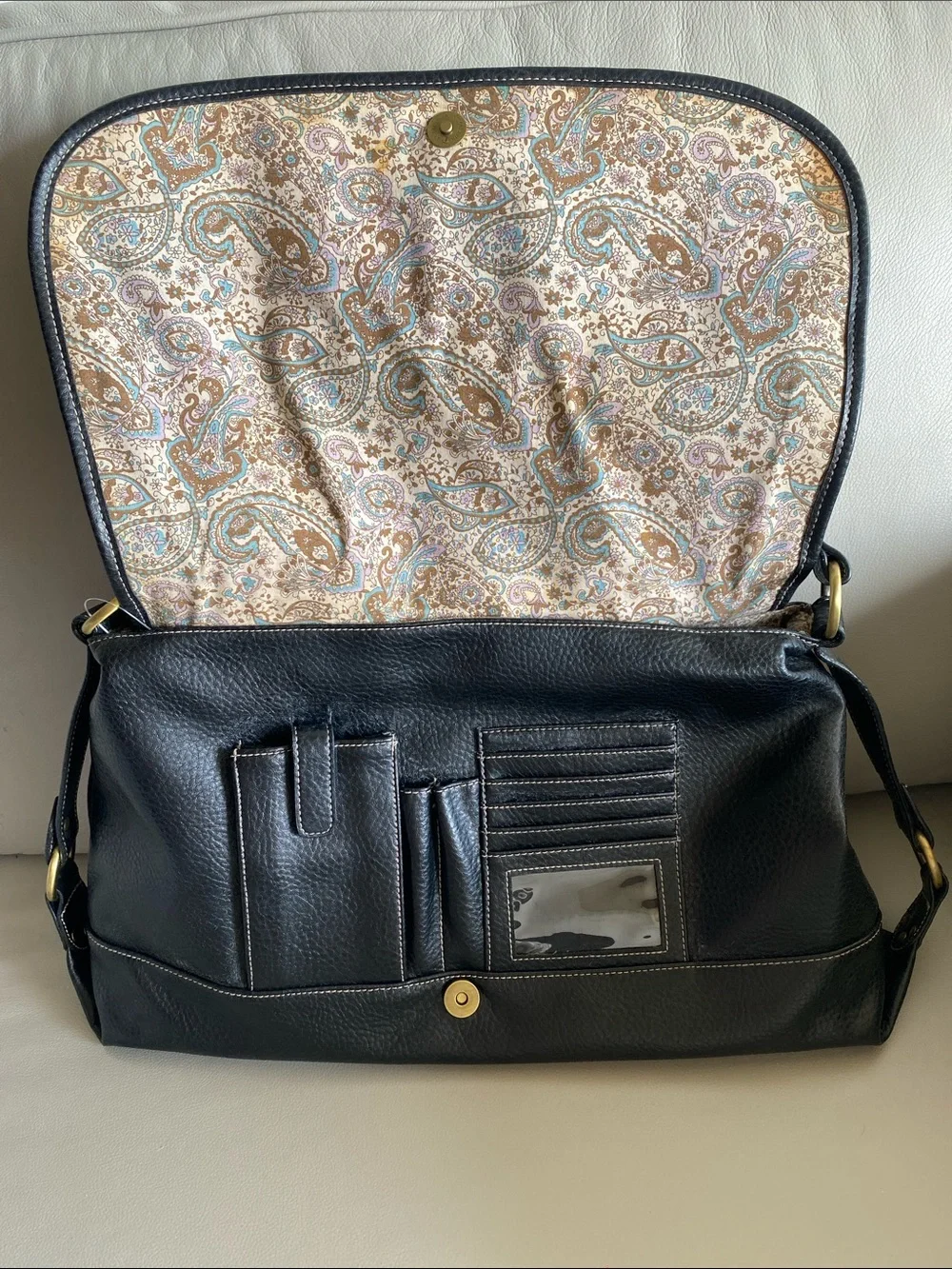 Black pebbled work bag tote messenger bag